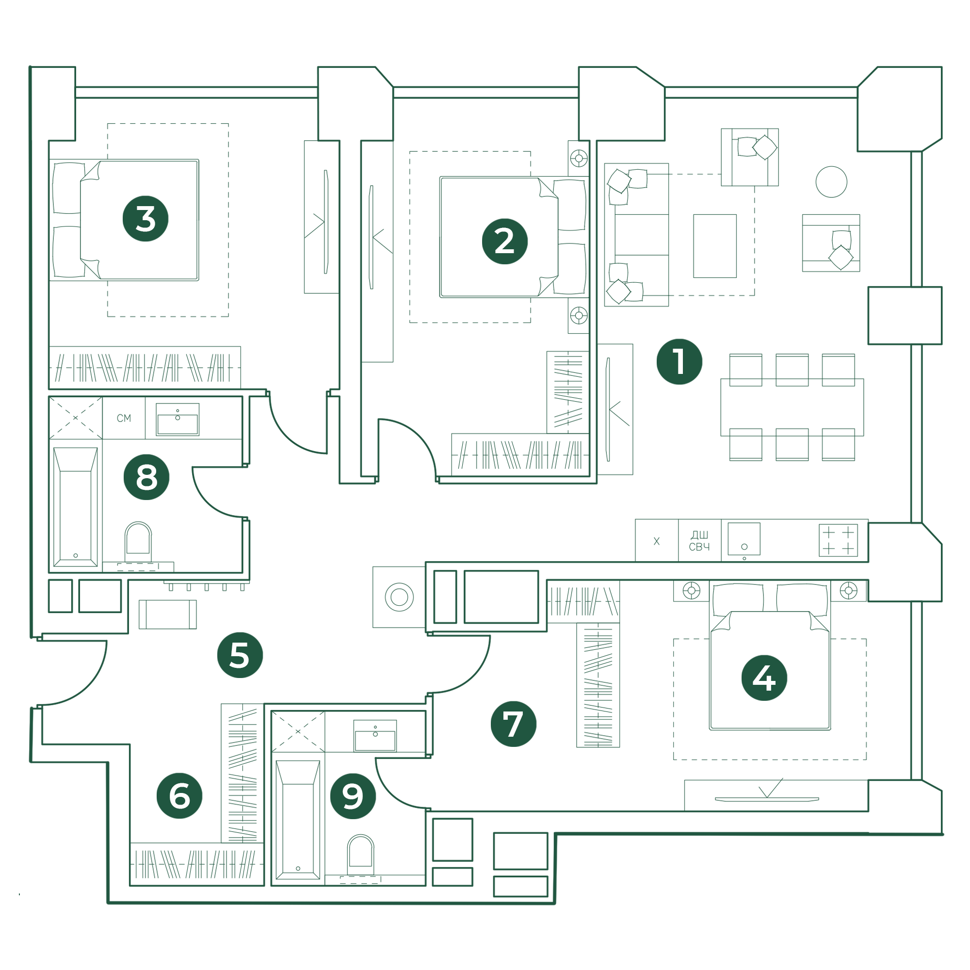 4-комнатная квартира 113.7 м² / 4 этаж в ЖК Very (№394) — купить квартиру в  новостройке ЖК VERY Ботанический сад в Москве от застройщика